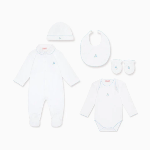 White Stork Embroidered Gift Set